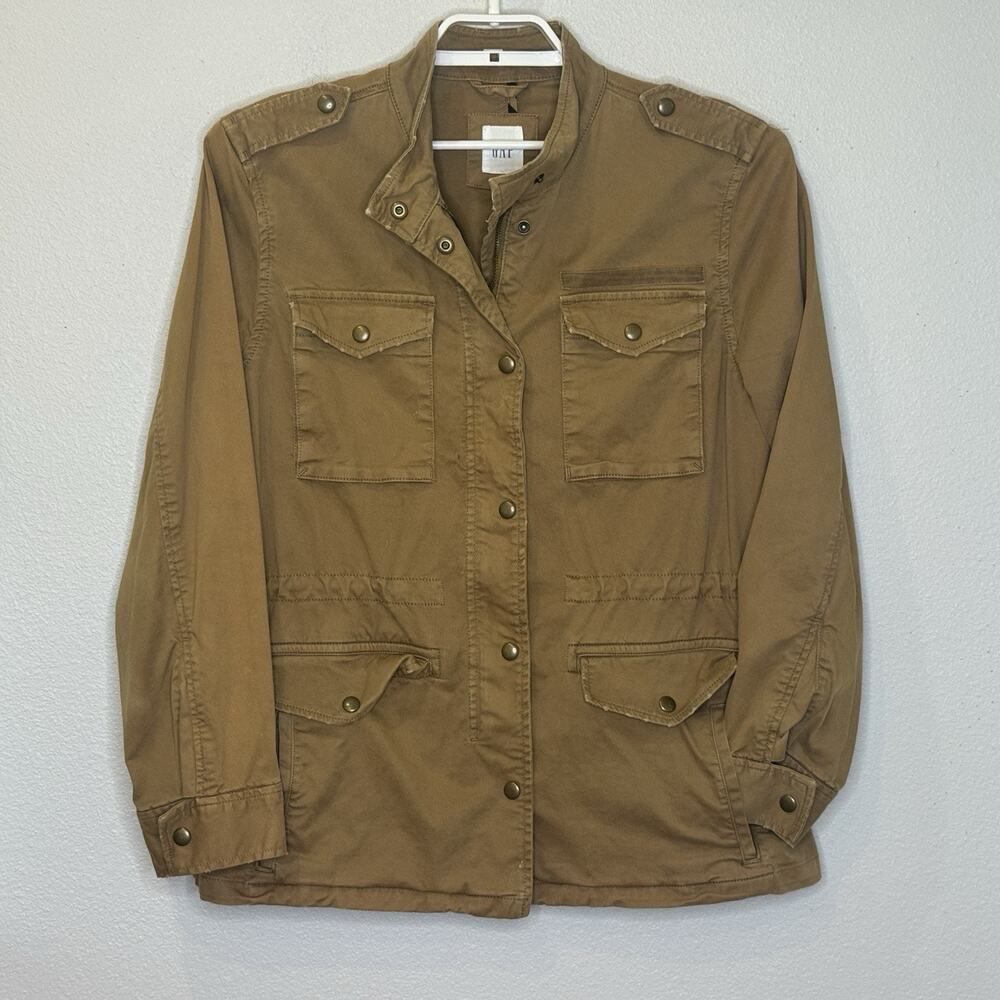 Gap Utility Jacket Womens Size Medium Brown Distressed‎ Long Sleeve Pockets